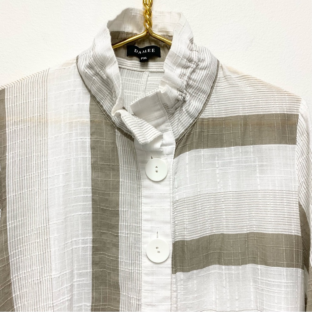 Damee Inc Jacket PXL Wired Stand Collar Lightweight‎ 3/4 Sleeve Lagenlook Artsy - Picture 2 of 11